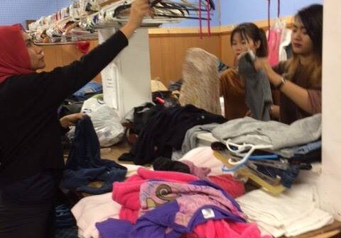 Sorting clothing donations